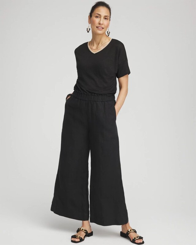 Sweater Trim Linen Tee - image 2